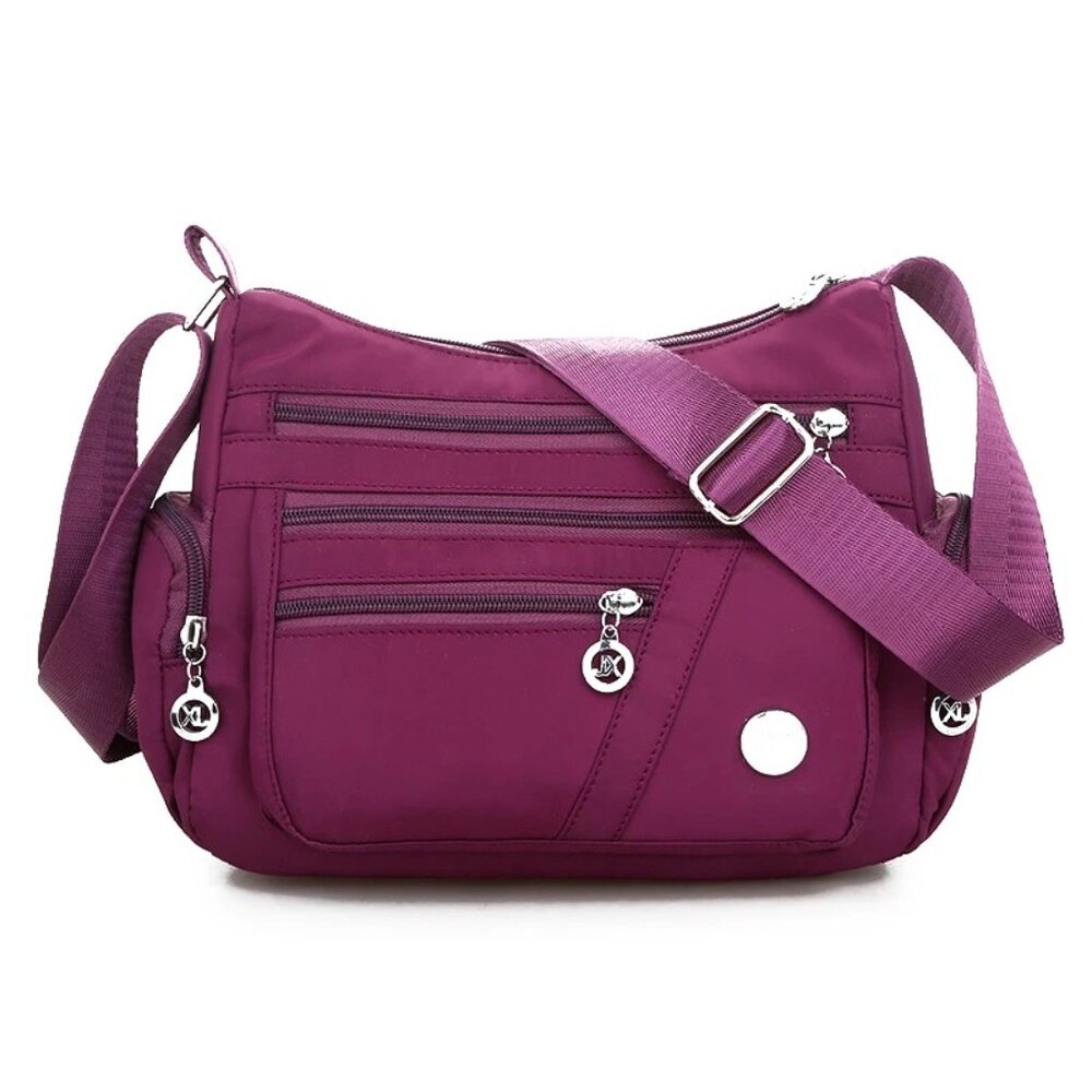 Women's Nylon Crossbody Shoulder Large Capacity Bag Waterproof  PURPLE